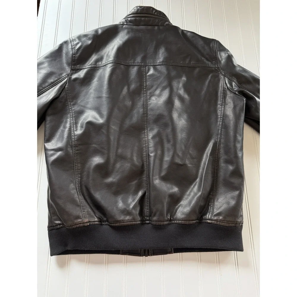Levi's Faux Leather Aviator Bomber Jacket Sherpa Lined Brown‎ Men's L